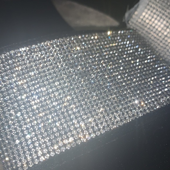 Victoria's Secret crystal bling black velvet slippers with dust bag, medium 7-8 - Picture 4 of 9